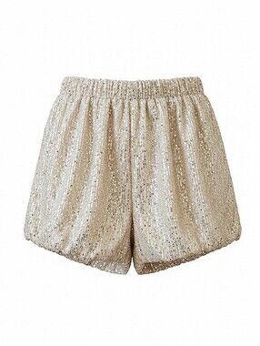 NWT! The Impeccable Pig Sequin Elastic-Waist Women’s Shorts - Champagne